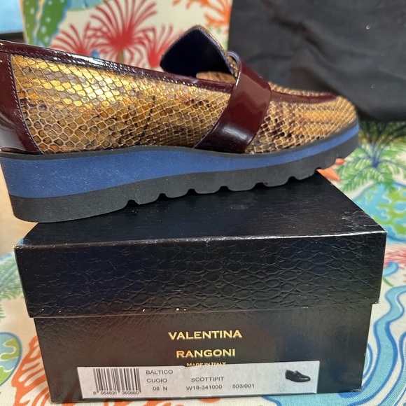 Valentino Women's Snakeskin Patterned Loafers in Brown and Burgundy - Picture 4 of 7